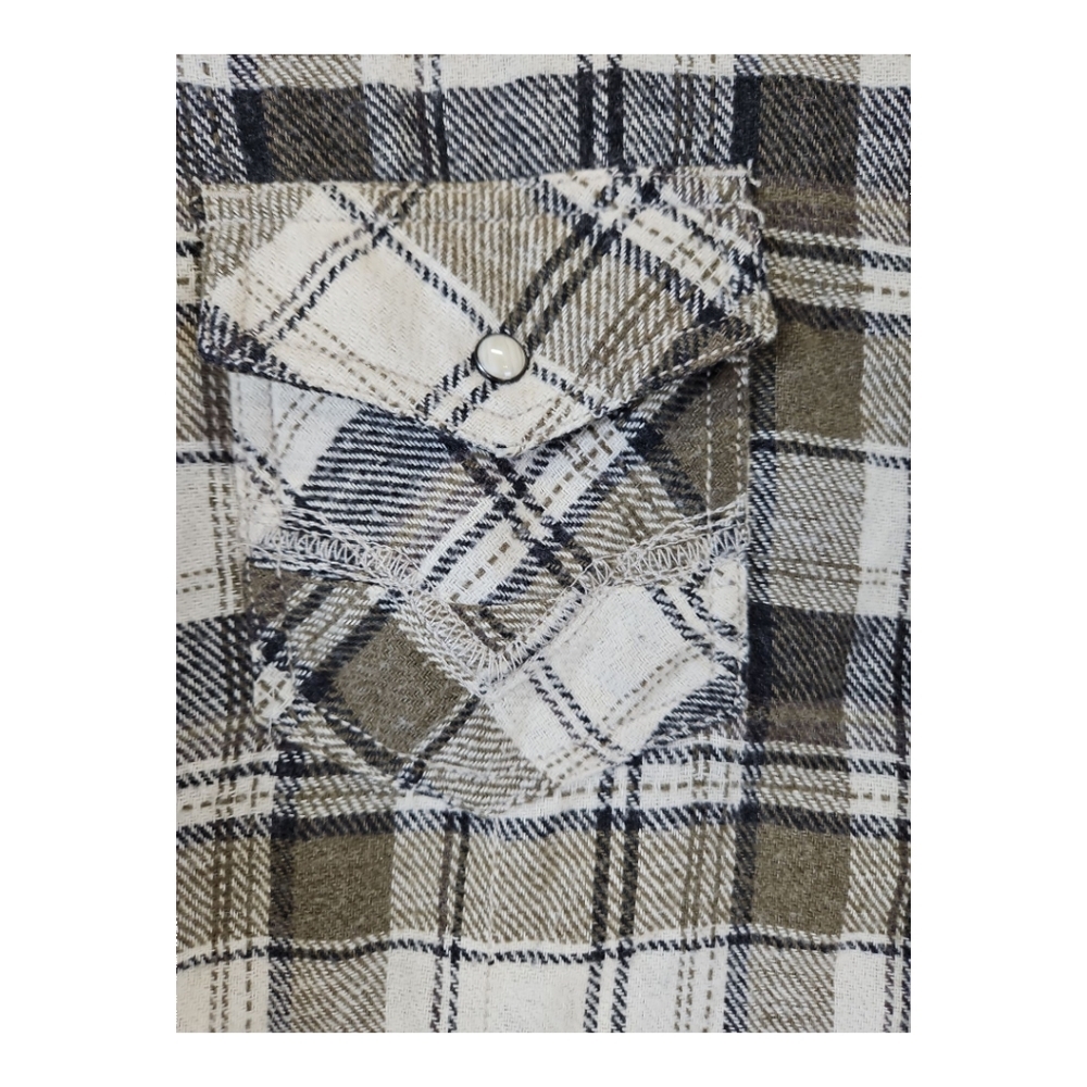 BKE Pearl Snap Green Plaid Western Flannel Long Sleeve Shirt Size L - Picture 4 of 9
